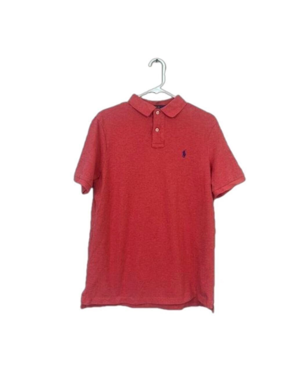 Polo Ralph Lauren Men Salmon Red Polo Collar Short Sleeve Pullover Shirt Size M